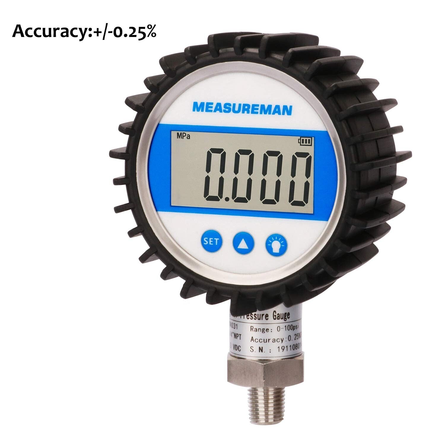 Precision Digital Pressure Gauge with 3-1/8" Dial, 0-5000psi, 150% Overload