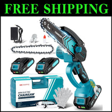 Load image into Gallery viewer, Lightweight Mini Chainsaw Kit - 6-Inch Cordless Power with Gloves and Goggles