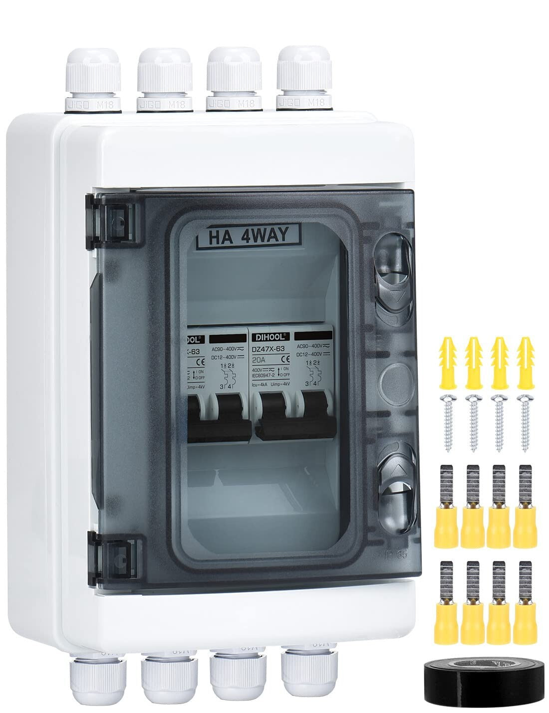 20 Amp Solar Disconnect Switch - Durable, Waterproof Breaker Box for PV Systems