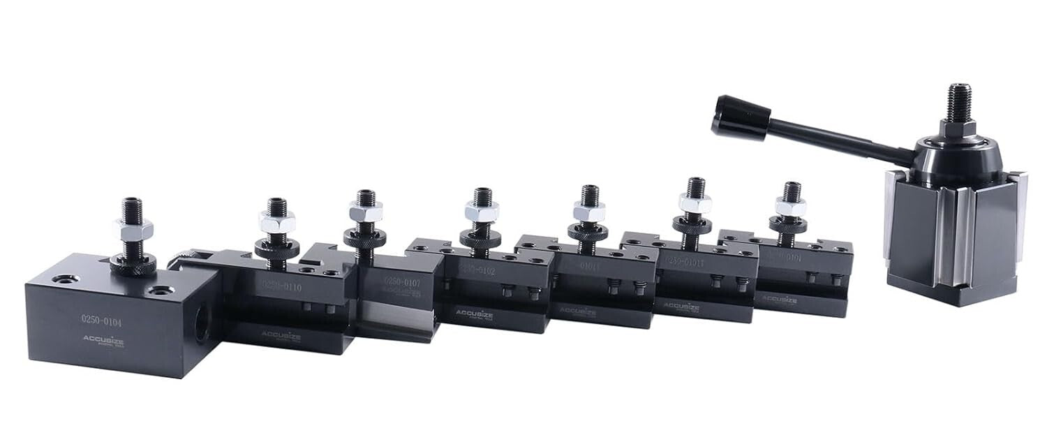 8-Piece Hardened Steel Quick Change Tool Post Set for Versatile Lathe Operations