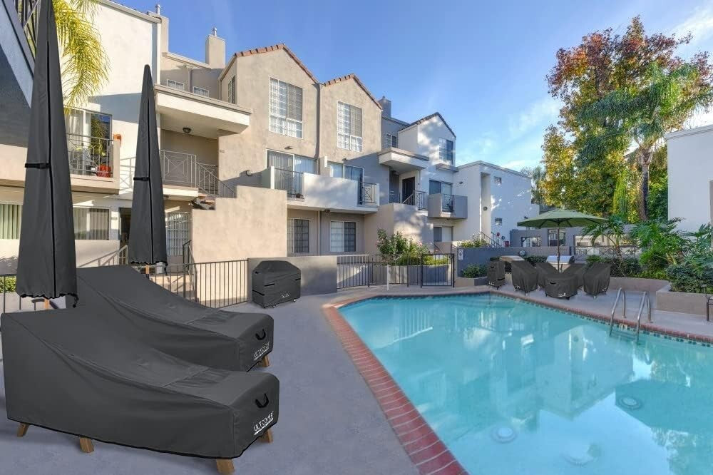 Secure & Stylish Black Lounge Chair Covers - Waterproof 2-Pack for Outdoor Use