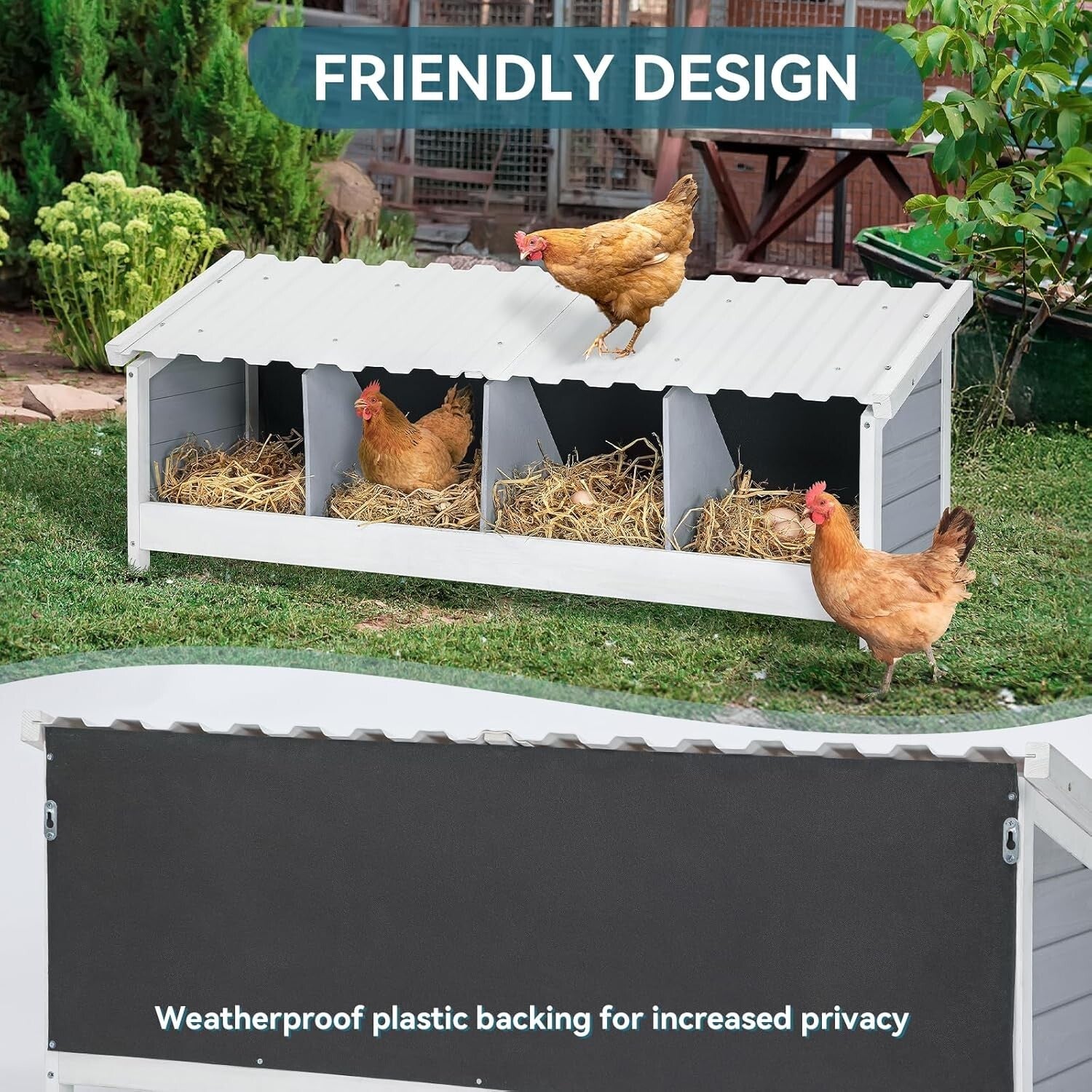 Premium Wooden Chicken Nesting Box - Weatherproof & Easy to Clean Design