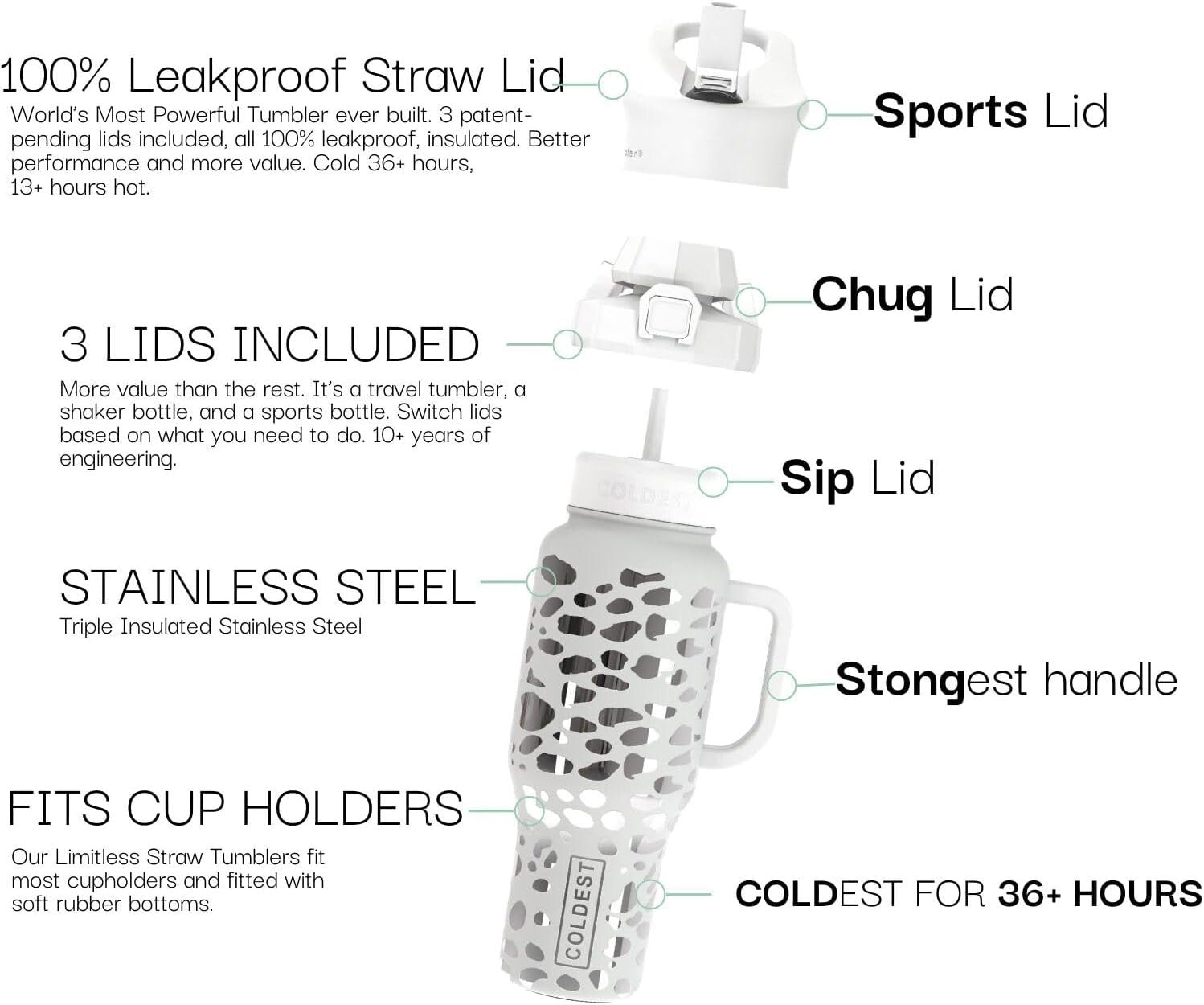 46oz Coldest Leak-Proof Insulated Tumbler - Stylish Silver Leopard Design