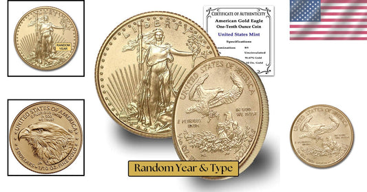 Authentic 1986-Present Type 1/Type 2 Gold American Eagle Coin - 22K Uncirculated