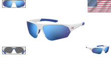 Load image into Gallery viewer, Matte White/Blue Boys' Wrap Sunglasses with Durable TR90 Frame - 69mm Lens