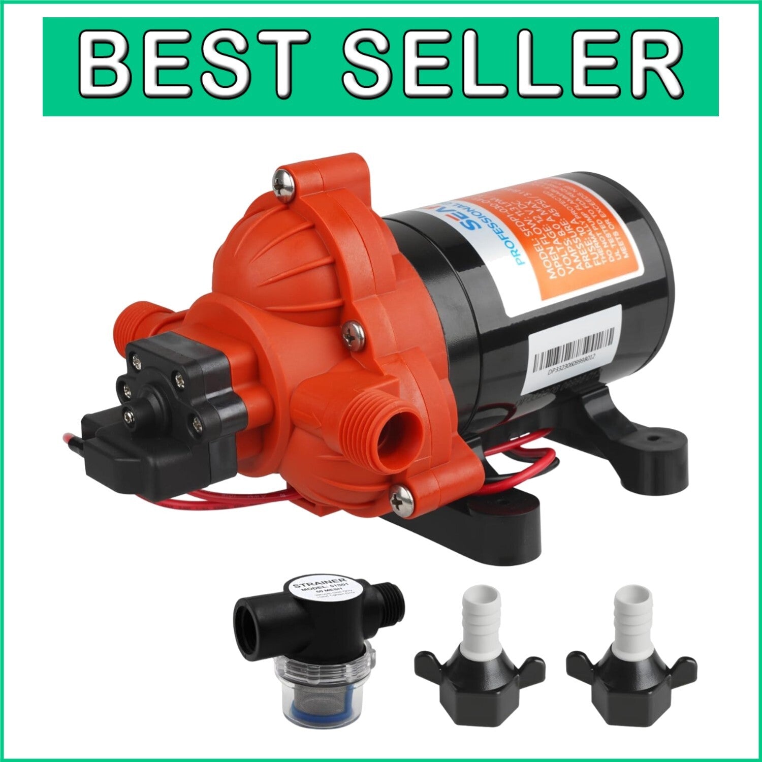 12V Self-Priming Water Pump 3.0 GPM - Automatic Pressure Switch & Quiet Design