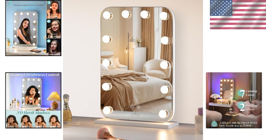 Elegant Vanity Mirror with RGB Lighting and Adjustable Brightness - 20.3"x14"