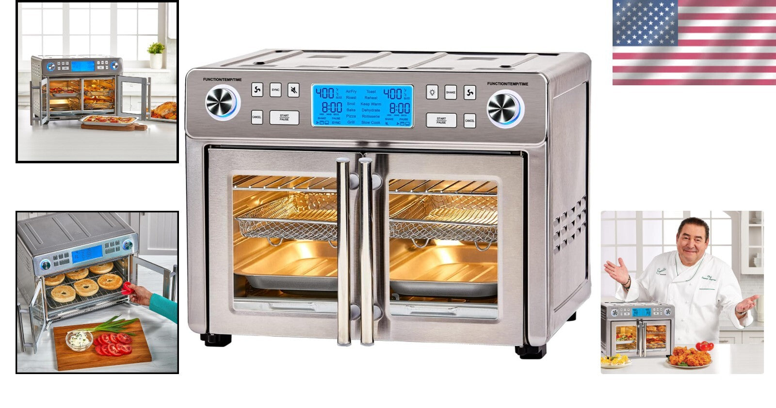 Extra Large 25QT Air Fryer Combo with Dual Temp Zones - Perfect for Family Meals