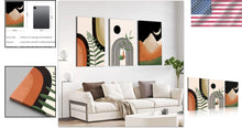 Load image into Gallery viewer, Set of 3 Large Framed Boho Canvas Prints - 16" x 24" Mid Century Modern Art