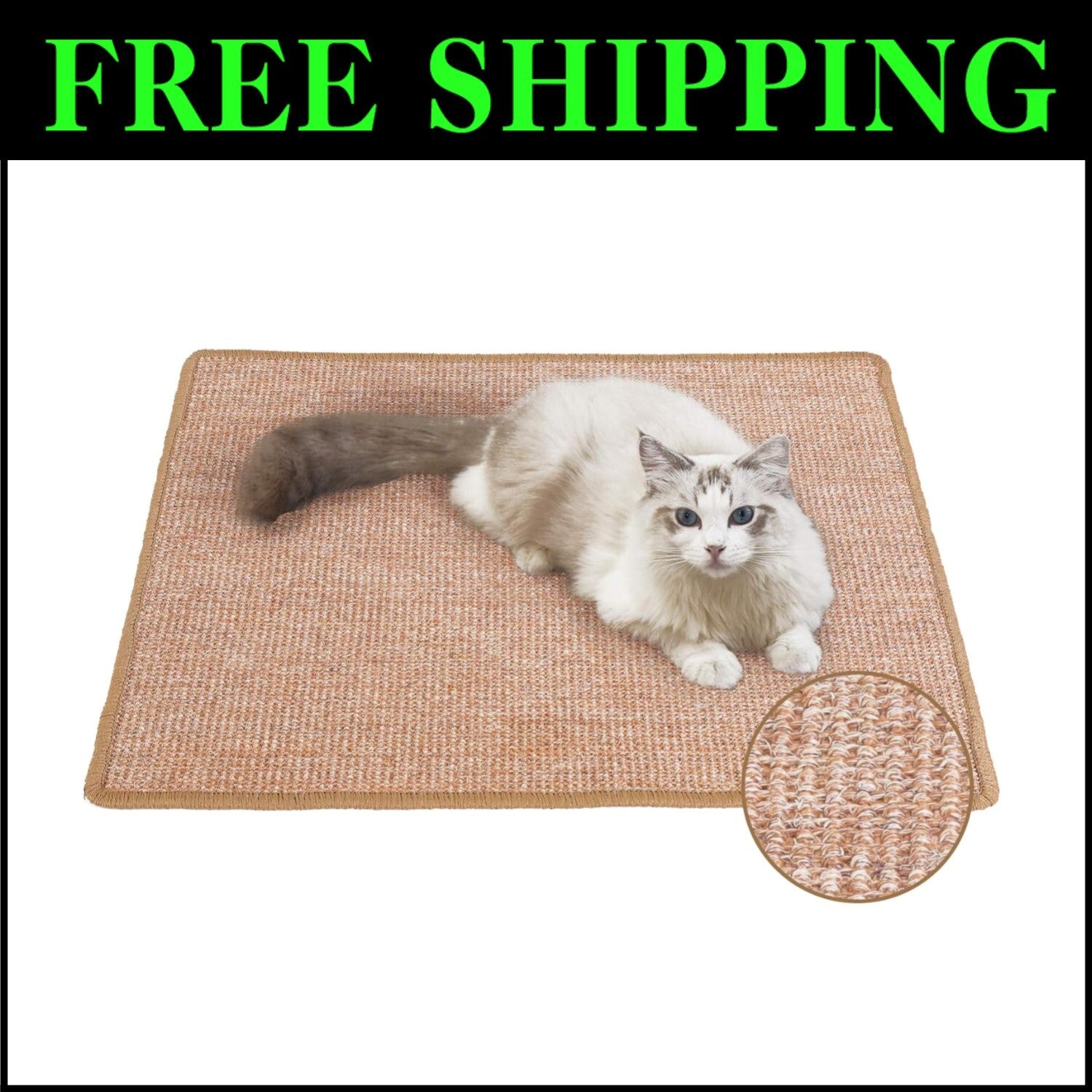 Anti-Skid Cat Scratch Mat - 23.6 x 31.5 Inch Sisal Rug for Furniture Protection
