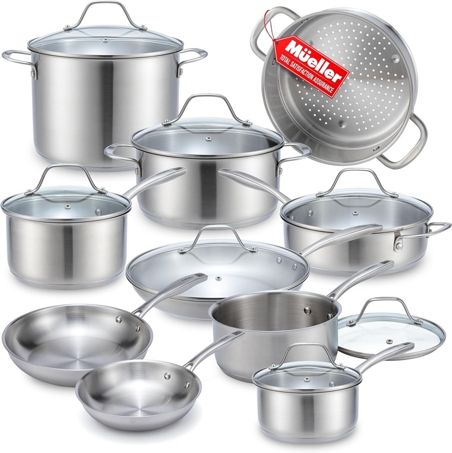 17-Piece Ultra-Clad Stainless Steel Cookware Set with Induction compatibility