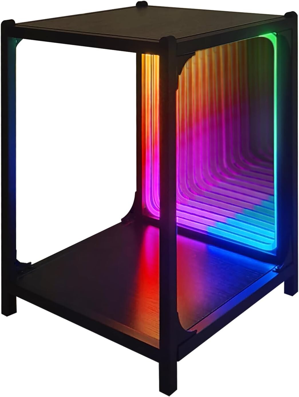 Stylish RGBW Infinity Mirror Storage Cabinet - Perfect for Bedroom or Gaming