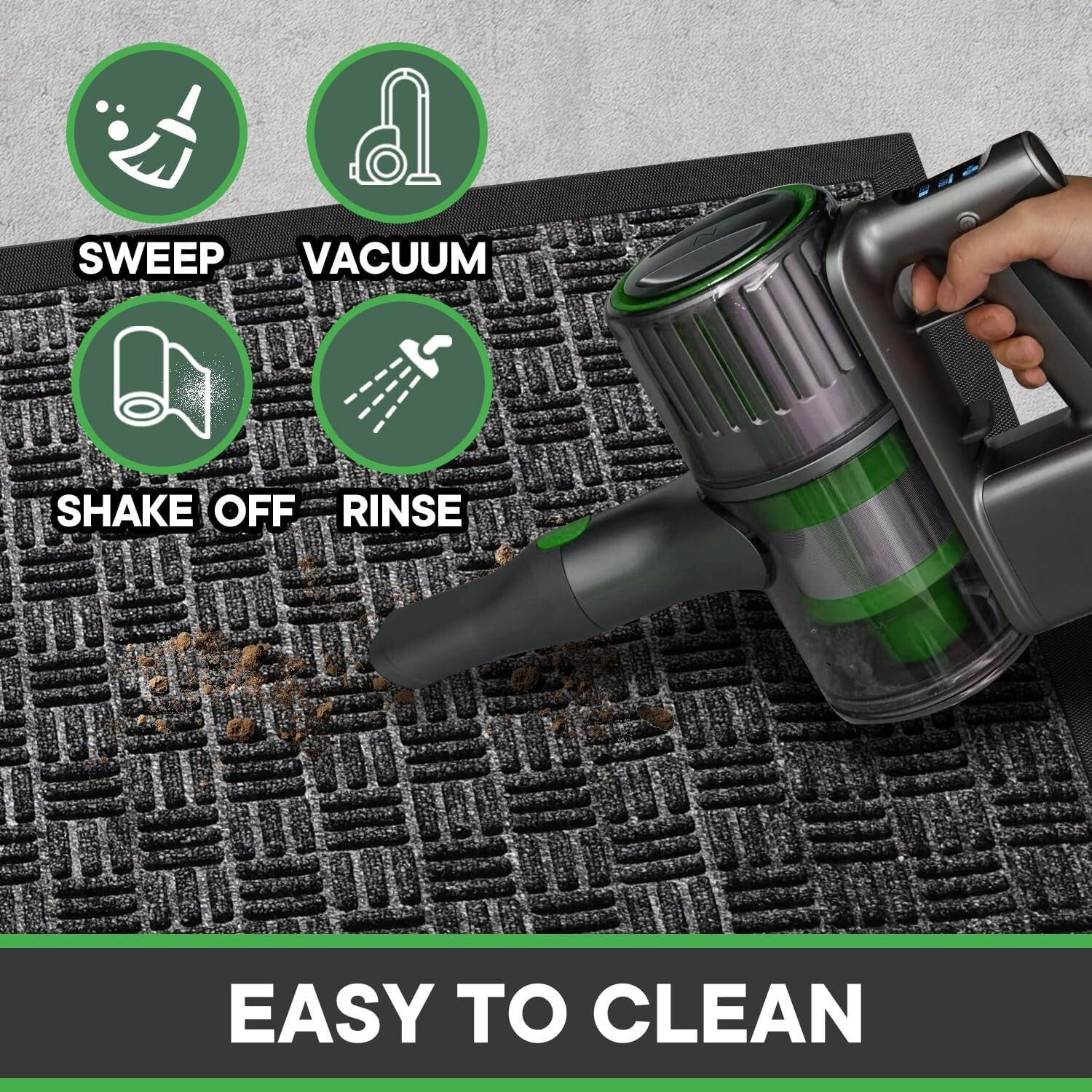 Versatile 47" x 24" Indoor Outdoor Door Mat - Durable, Easy to Clean Gray Rug