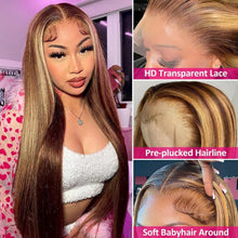 Load image into Gallery viewer, Versatile Ombre Lace Wig - 32 Inch Straight Human Hair, Glueless Cap Design
