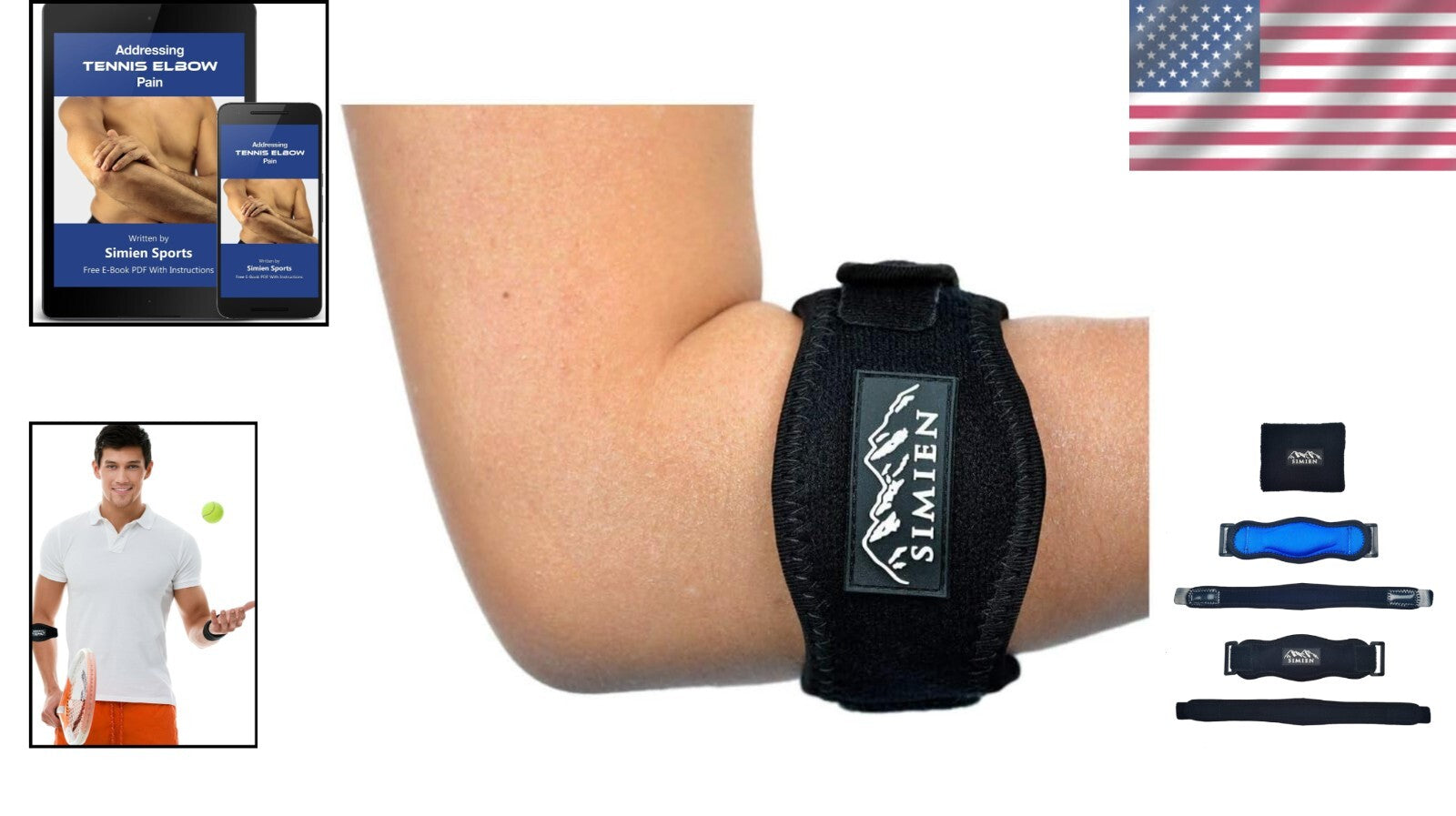2-Count Tennis Elbow Brace with Compression Pad & Wrist Sweatband - Pain Relief
