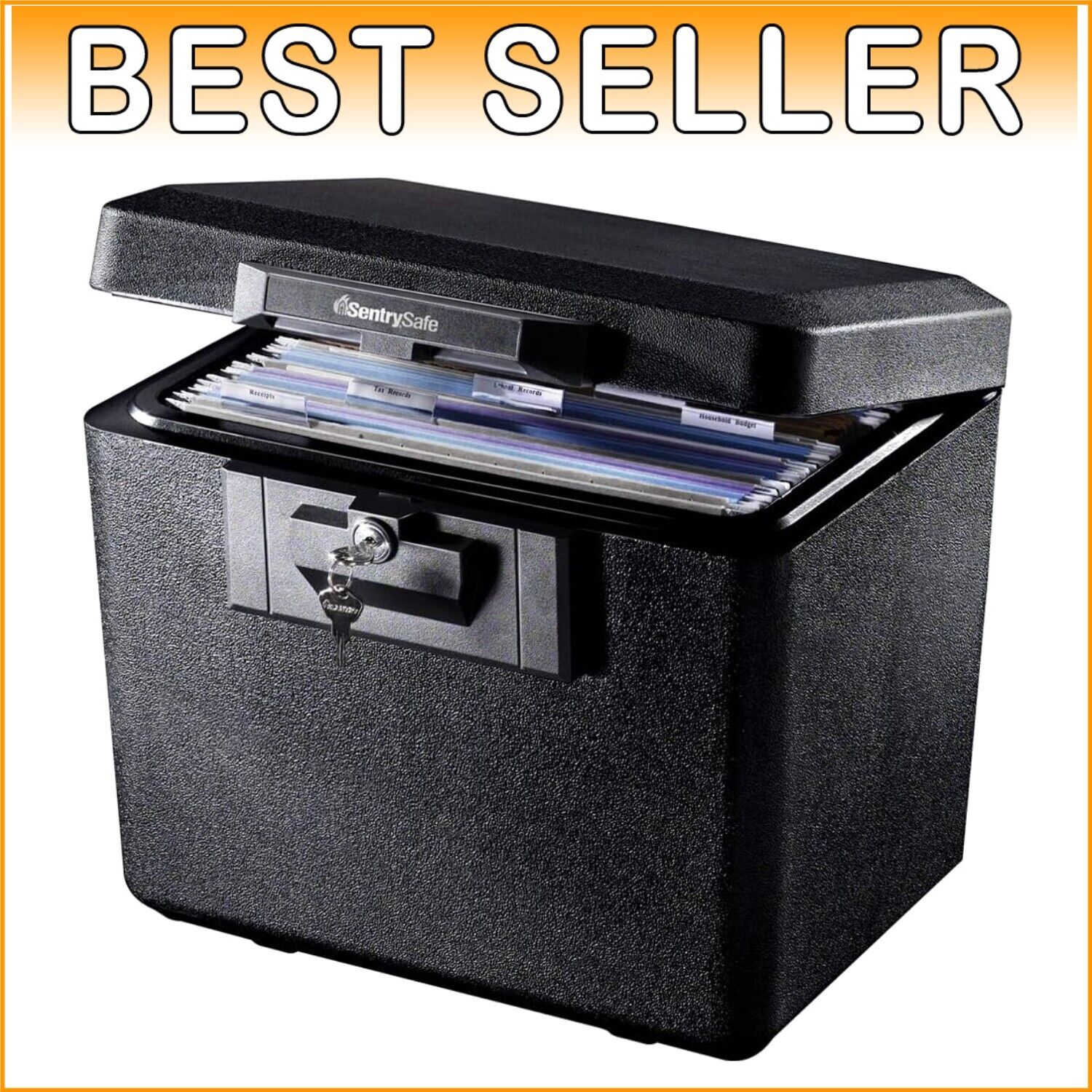 Fireproof Document Box with Key Lock - 0.61 Cubic Feet for Home or Office