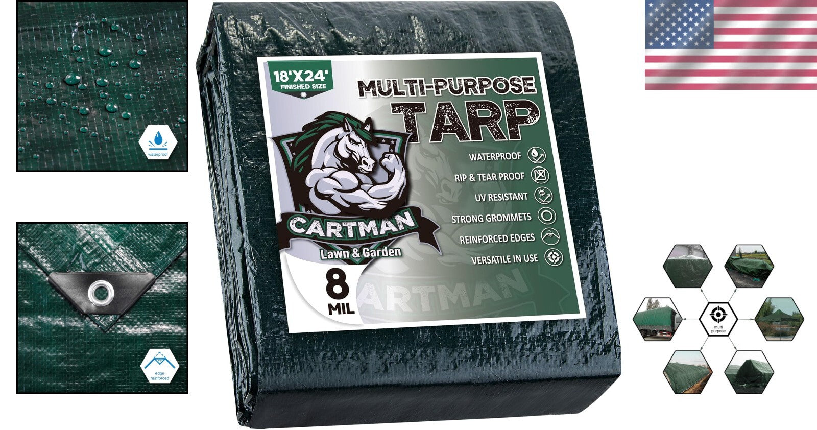 Economical Waterproof Emergency Tarp 18' x 24' - Perfect for Camping & Covering