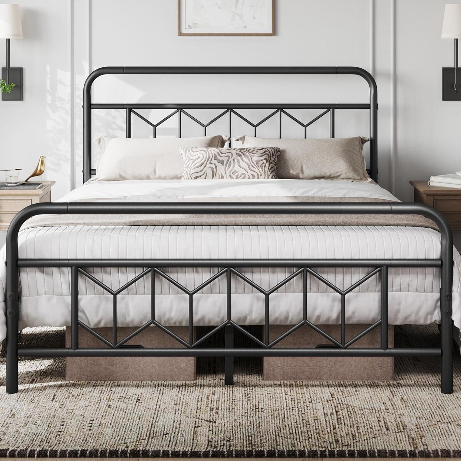 Heavy-Duty Queen Bed Frame with Squeak-Resistant Slat Support - 800 lbs Capacity