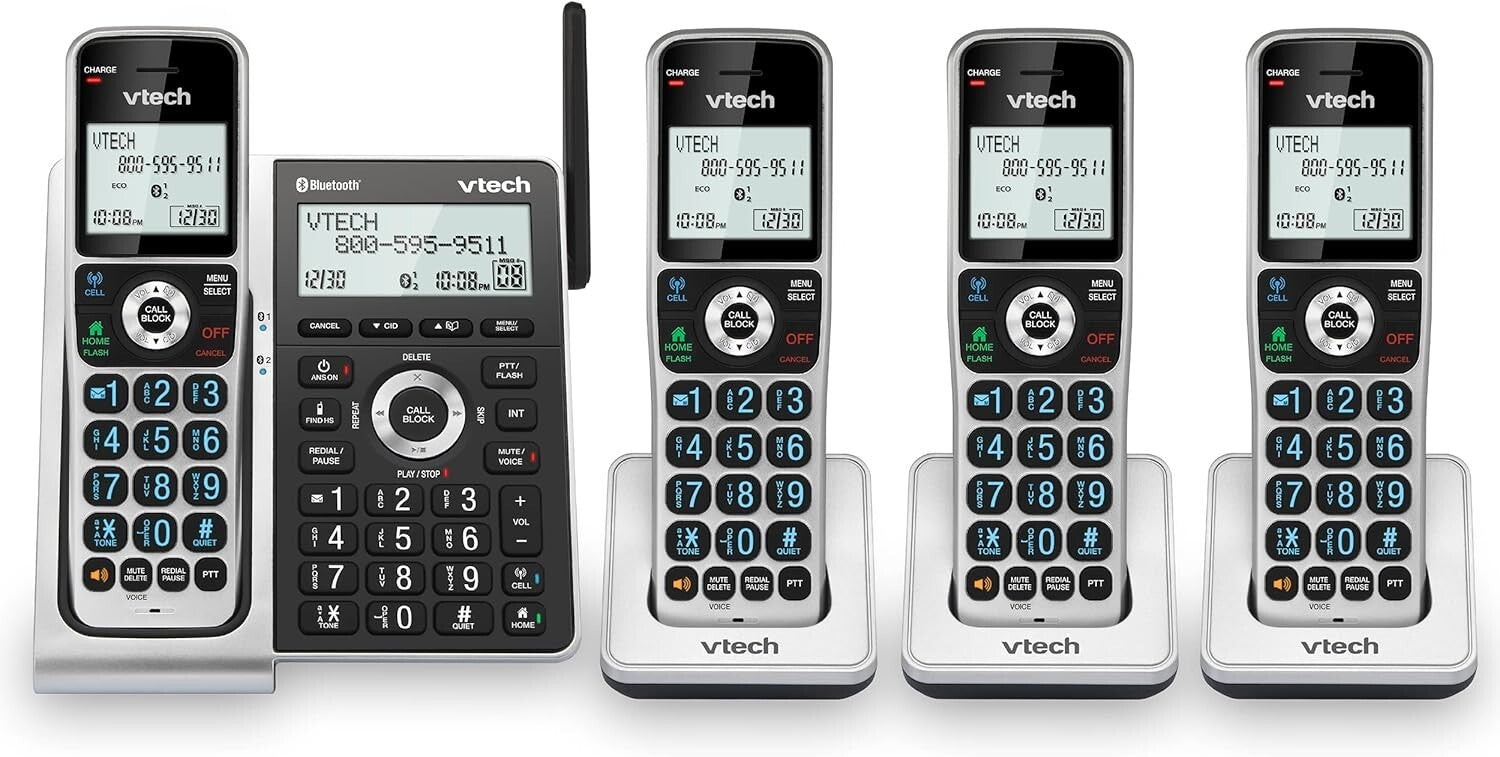 4-Handset Cordless Home Phone with Smart Call Blocker & Full Duplex Speakerphone