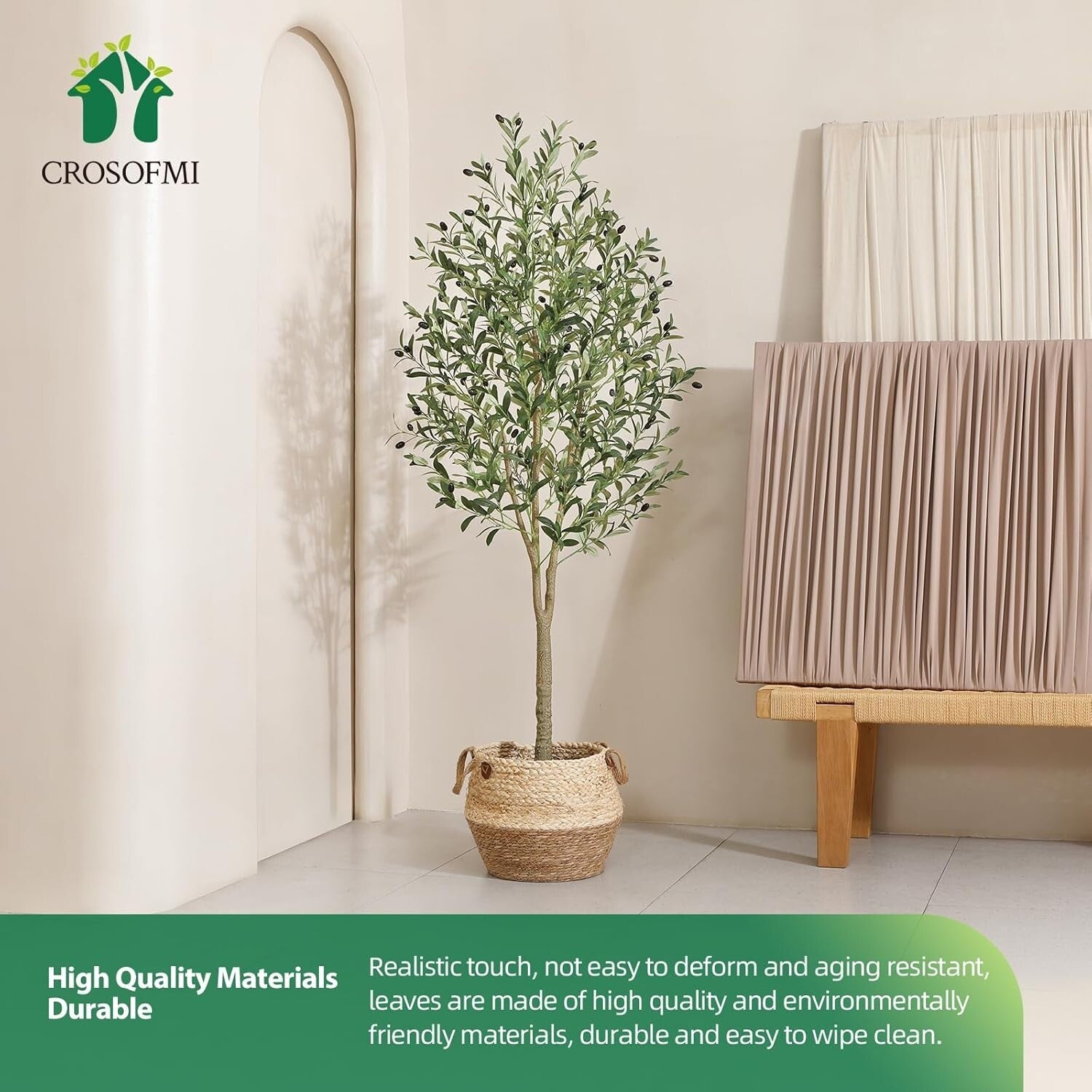 6Ft Artificial Olive Tree Plant - Realistic Faux Greenery for Home & Office