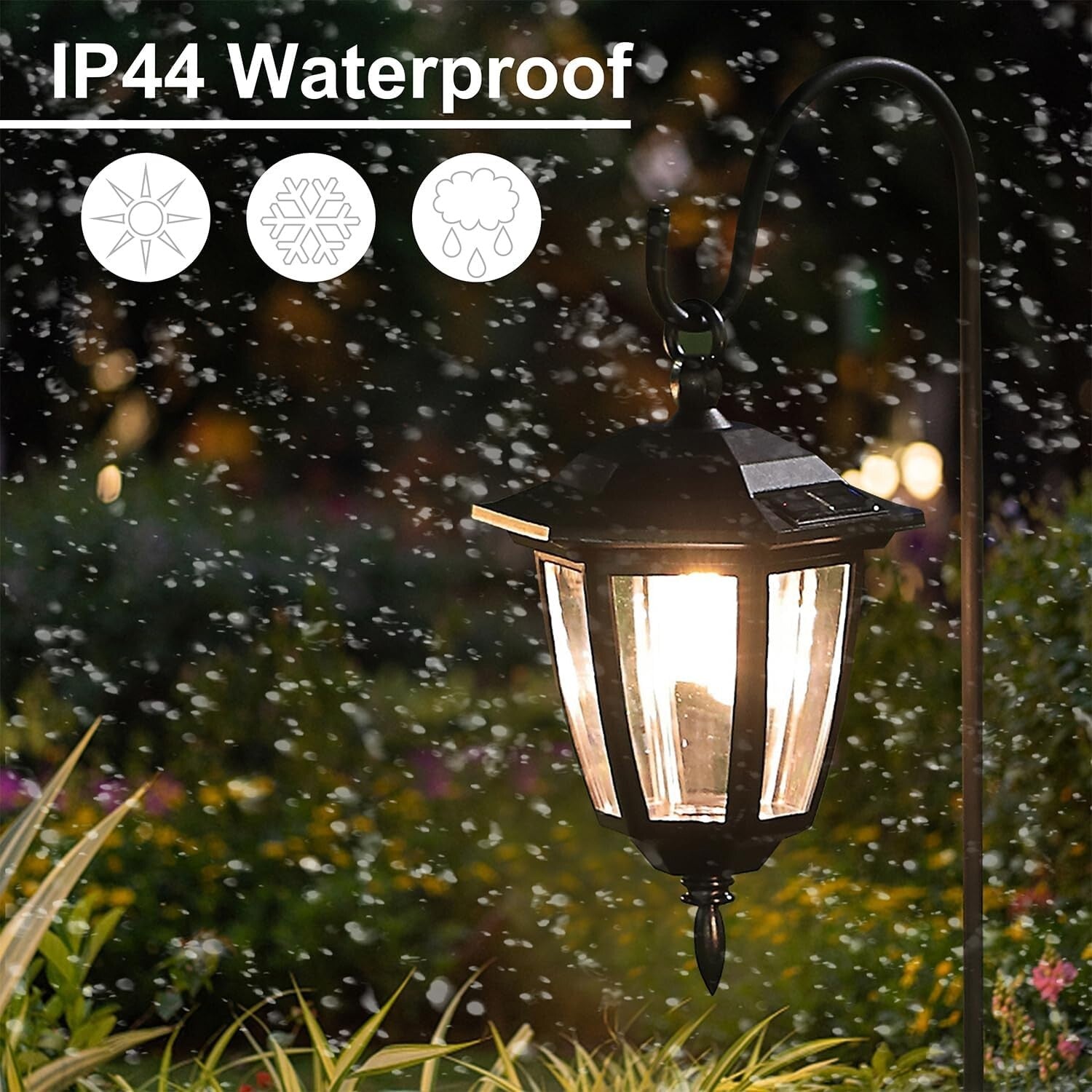 Elegant 6-Pack Solar Hanging Lights with 38.7” Hooks - Waterproof Outdoor Decor