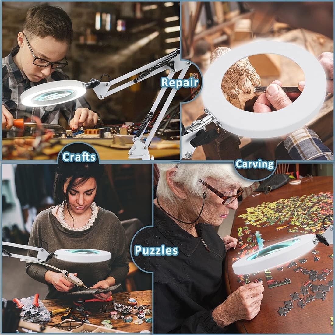 10X Magnifying Lamp with Adjustable Arm & LED Light - Ultimate Craft Companion