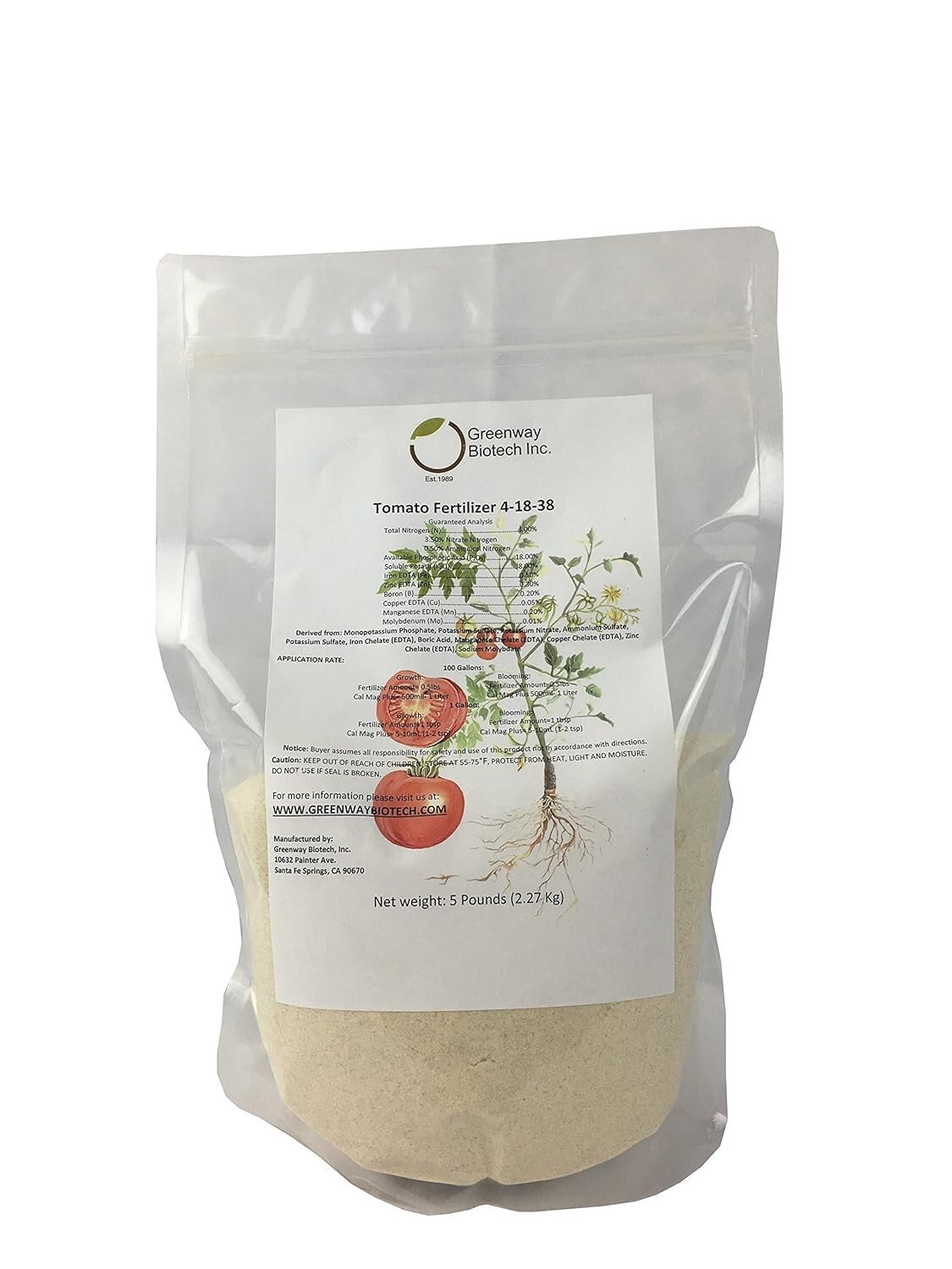 5 Pounds Greenway Tomato Fertilizer Powder 4-18-38 - Perfect for Healthy Plants