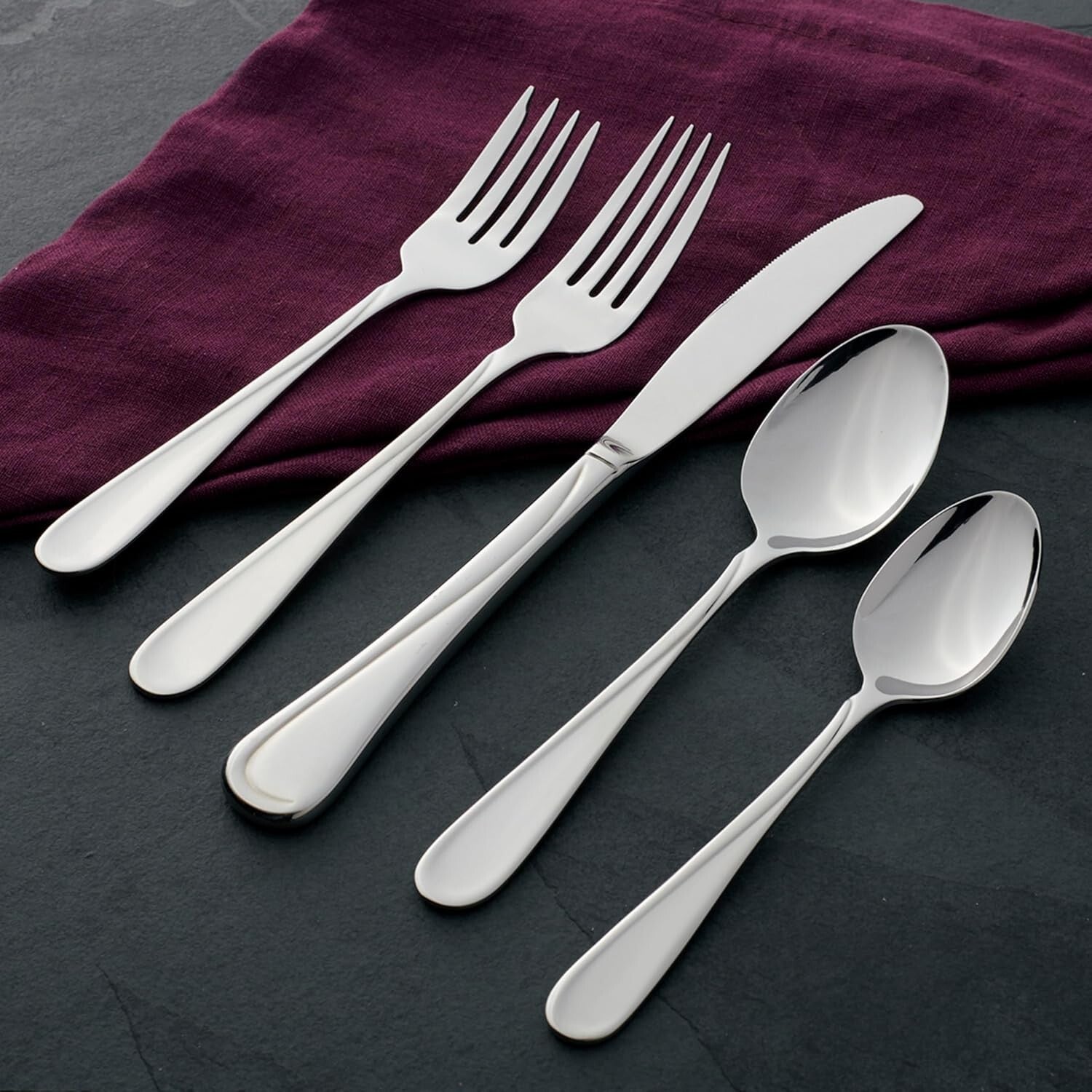 Elegant 45-Piece Stainless Steel Flatware Set - Service for 8 & Serving Utensils