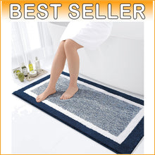 Load image into Gallery viewer, Extra Absorbent Navy Bath Mat 44x24 - Fluffy &amp; Non-Slip Design for Safety
