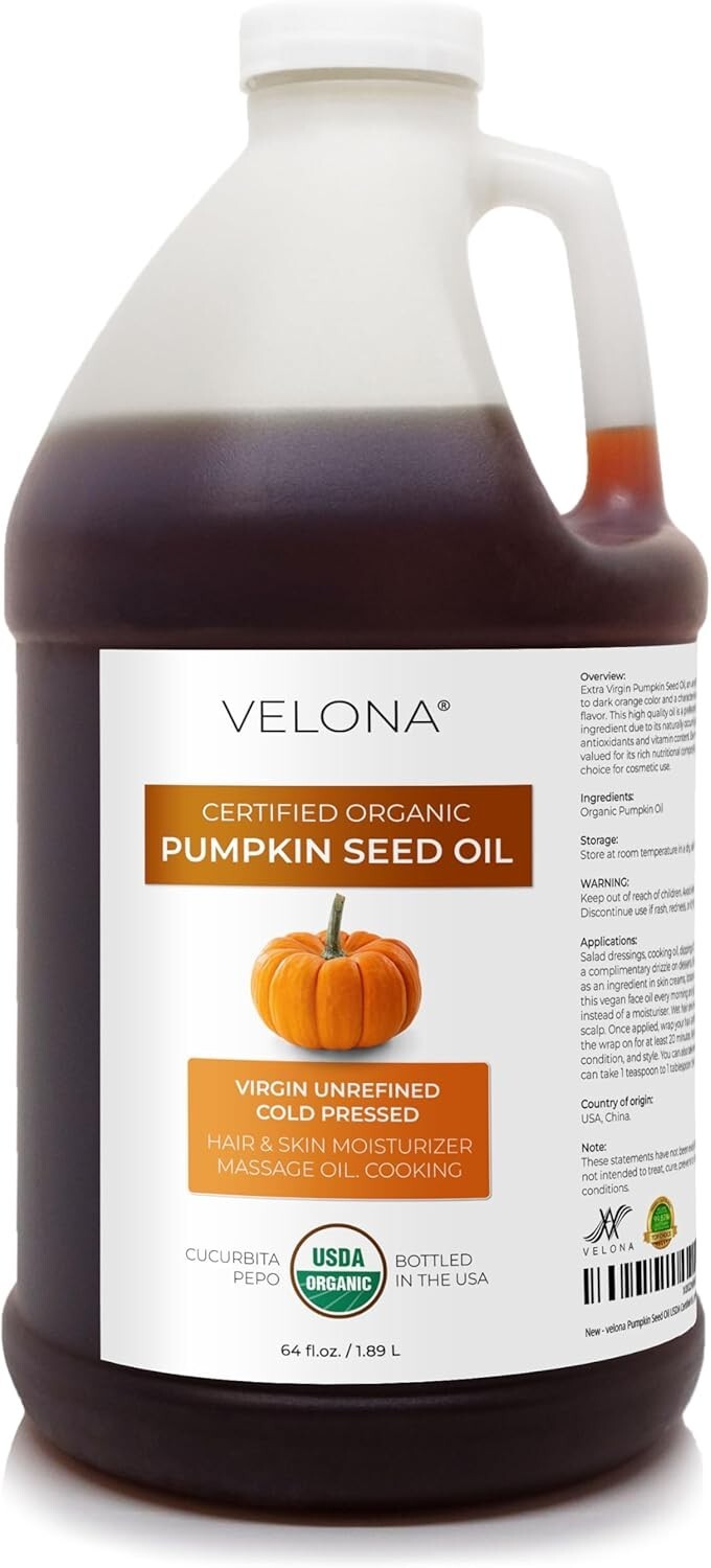 Cold Pressed Pumpkin Seed Oil - 64 Fl Oz | Natural Skin & Hair Care Essential