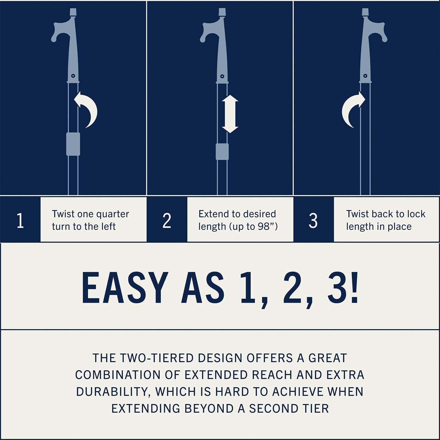 Universal Telescoping Boat Hook - 4.5-8 ft Lightweight for Mooring & Fishing