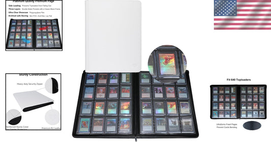 Elegant 16-Pocket Toploader Binder - Holds 640 Cards, Premium Storage Solution