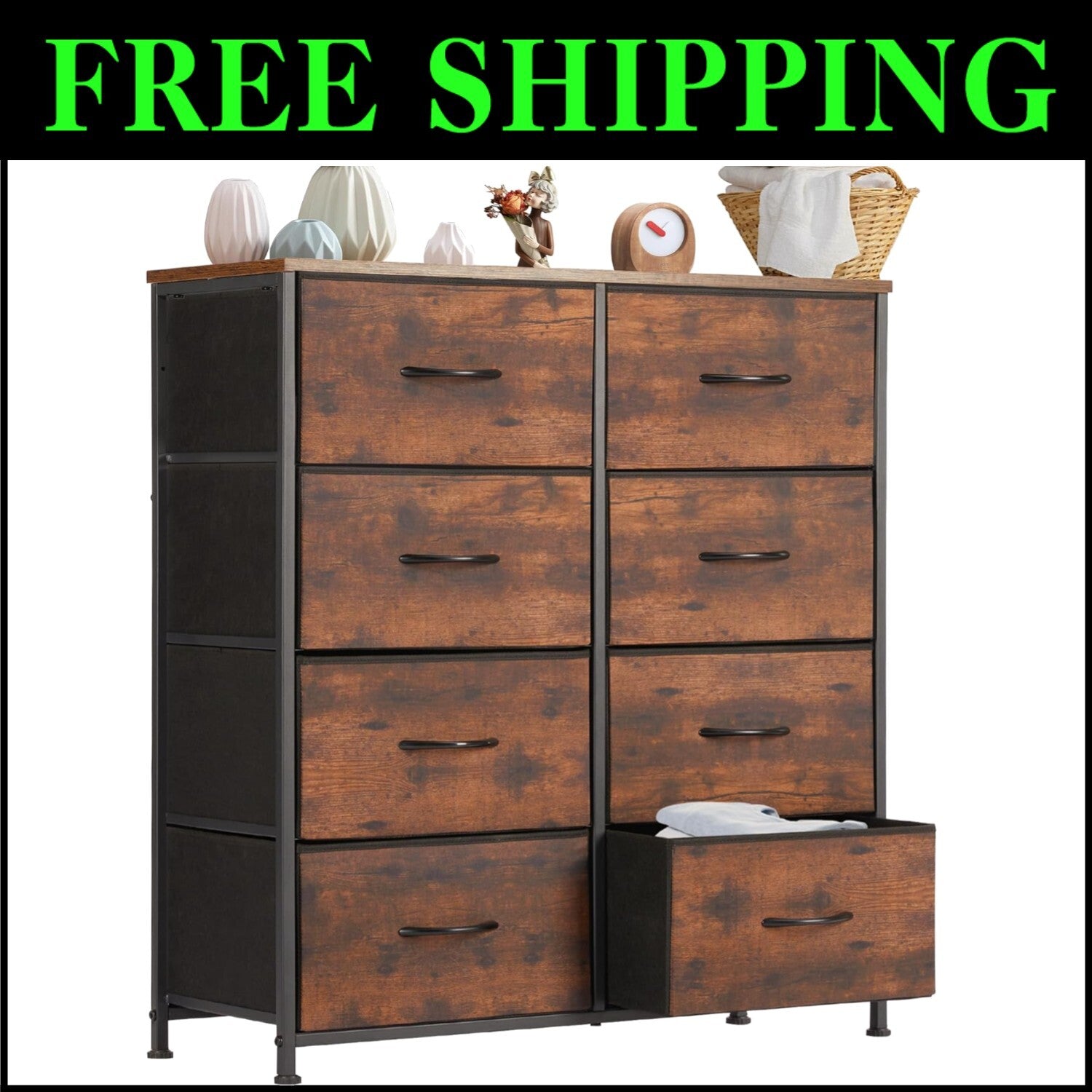 Compact 8-Drawer Storage Tower - Lightweight and Durable Bedroom Organizer