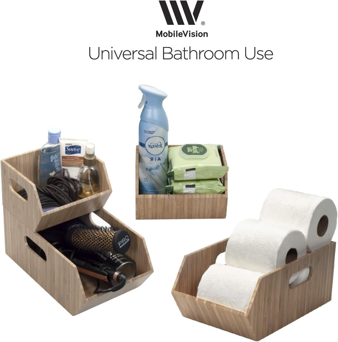 Compact Bamboo Storage Bins Set - Ideal for Efficient Kitchen Organization