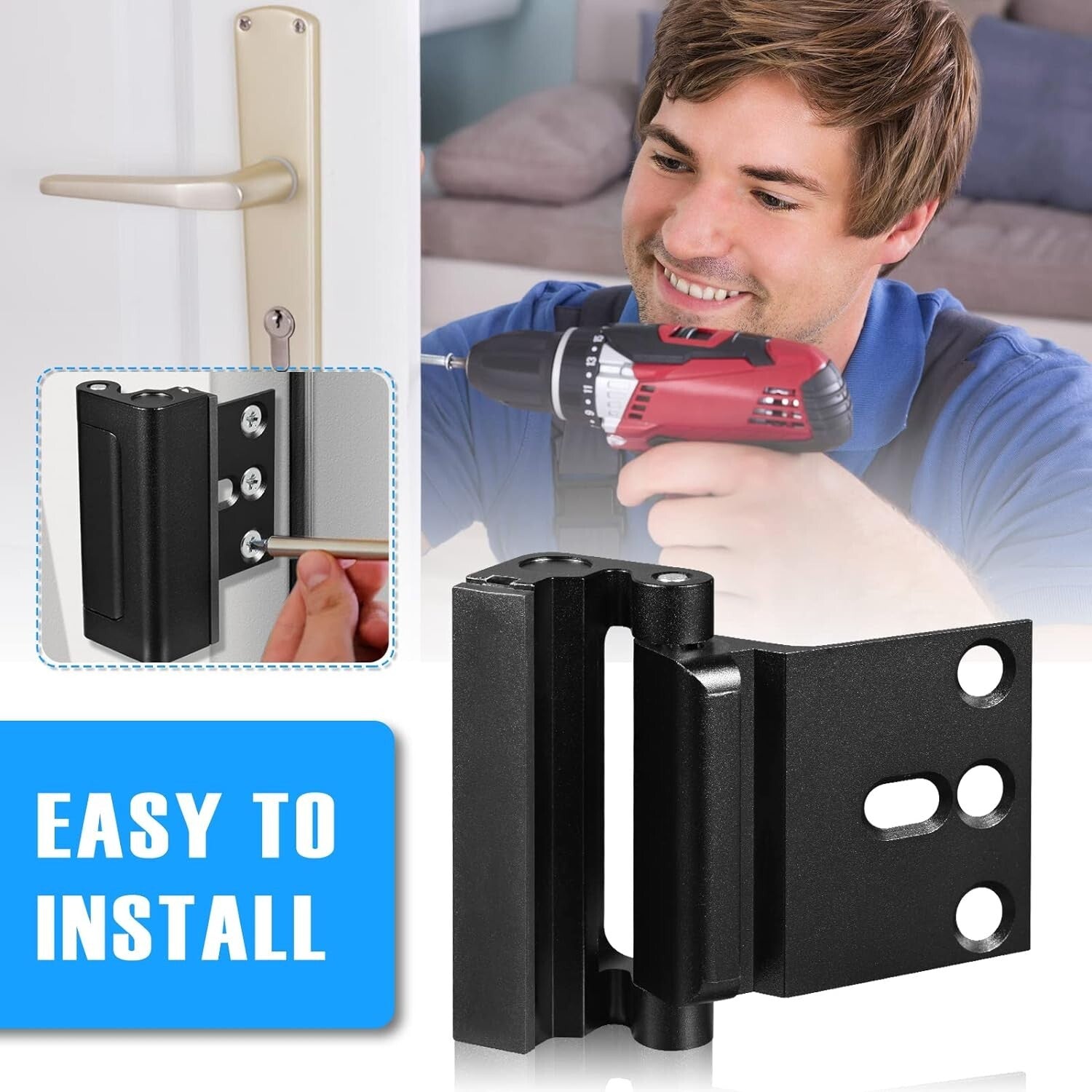 4-Pack Home Security Door Reinforcement Locks - Childproof and Easy to Install