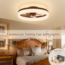 Load image into Gallery viewer, Stylish 19.7in Walnut Farmhouse Ceiling Fan with Dimmable LED Lights &amp; Remote