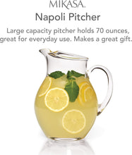 Load image into Gallery viewer, Napoli Clear Glass Beverage Pitcher – Perfect for Entertaining Up to 70 Ounces
