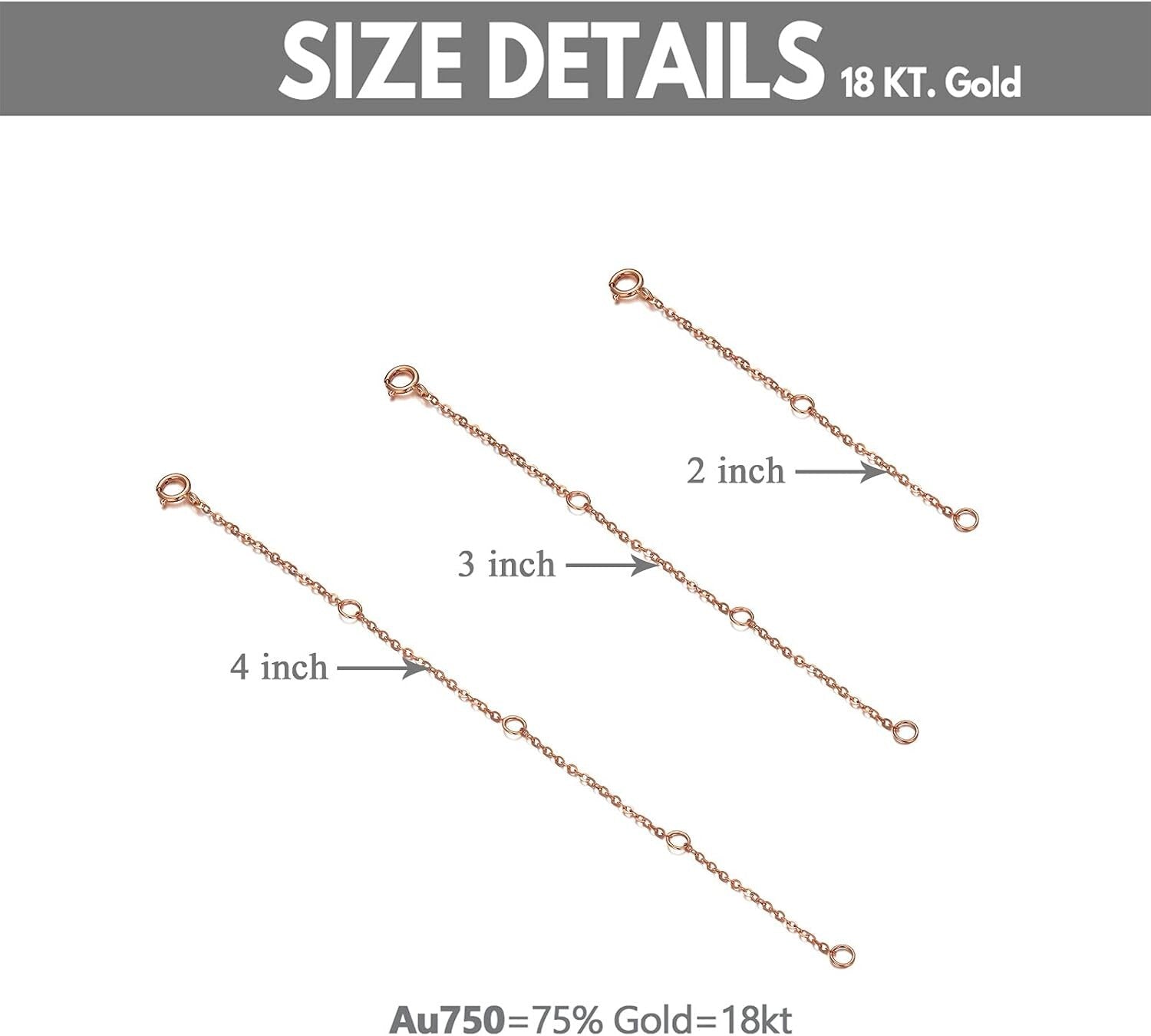 Durable 14K Gold Chain Extender - 4 Inch Adjustable Length for Necklaces & More