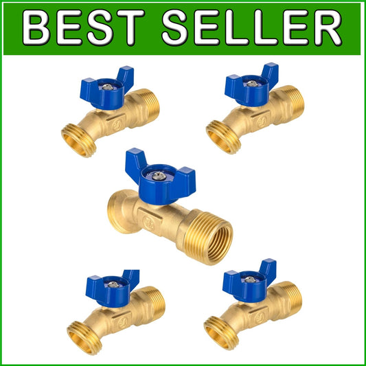 5-Piece Set: 1/4-Turn Brass Hose Bibb Valves for Efficient Water Flow