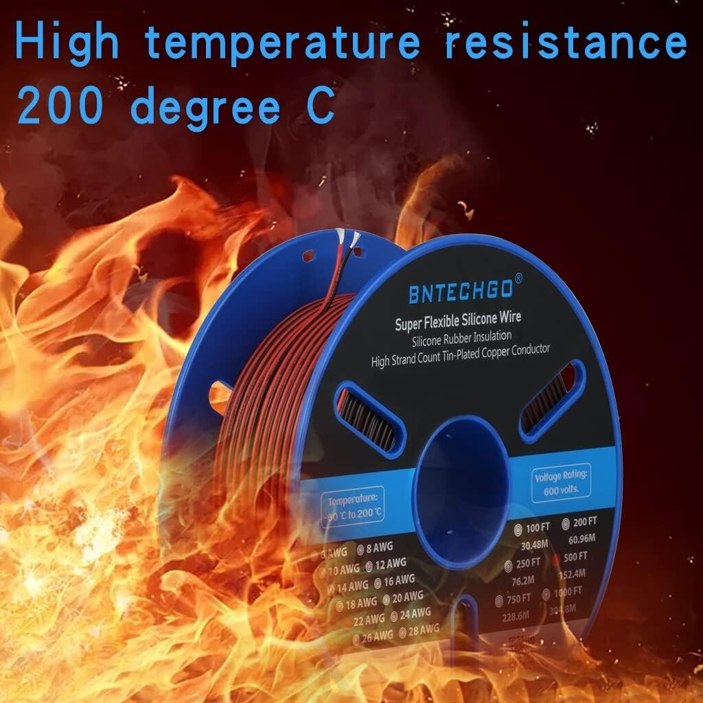High-Temperature Resistant 22 AWG Silicone Wire 500ft for Various Applications