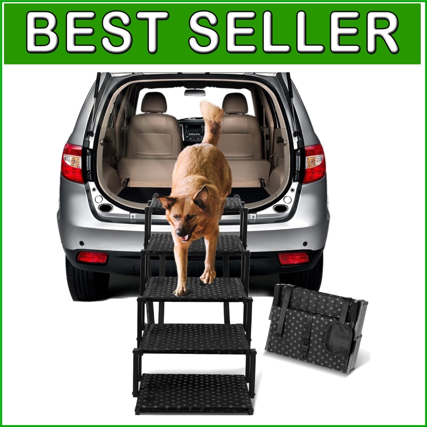 Foldable Dog Stairs with Non-Slip Surface – Supports Large Dogs Up to 200 Lbs