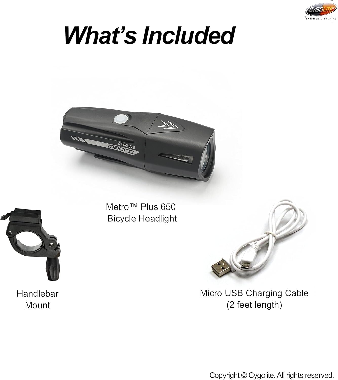 Durable IP67 Waterproof 650 Lumen Bicycle Headlight with Secure Handlebar Mount