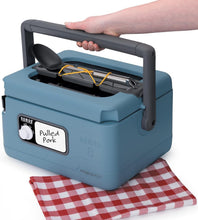 Load image into Gallery viewer, Spill-Proof 8-Quart Blue Slow Cooker with Detachable Utensil Holder for Travel