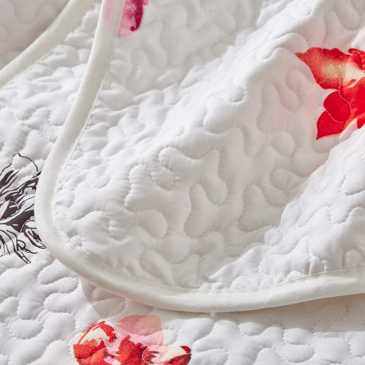 Reversible King Size Quilt Set with Floral Pattern - Summer Lightweight Comfort