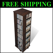 Load image into Gallery viewer, Compact Revolving Media Storage Cabinet with Rich Espresso Finish - Indoor Use