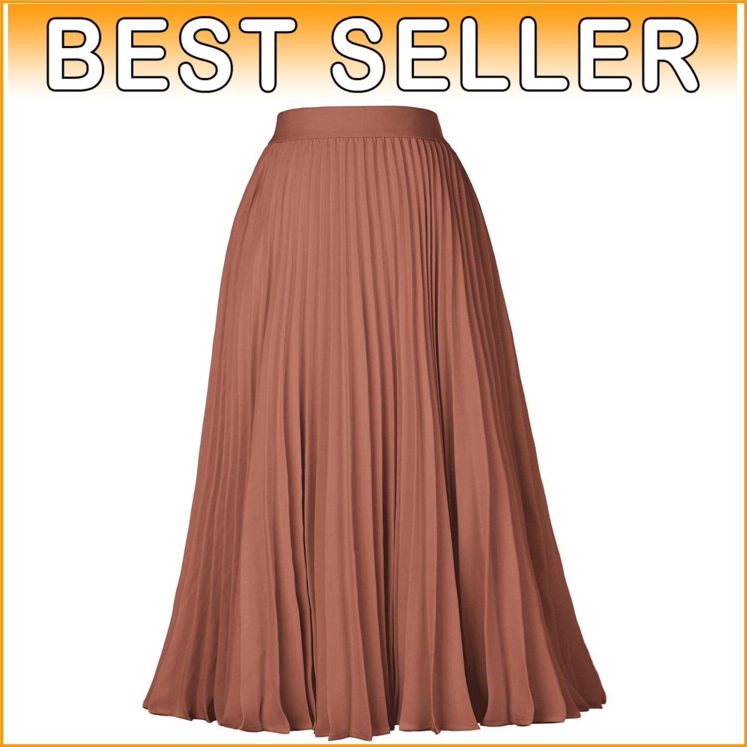 Plus Size Women's High Waist Pleated A-Line Midi Skirt - Timeless Brown Elegance