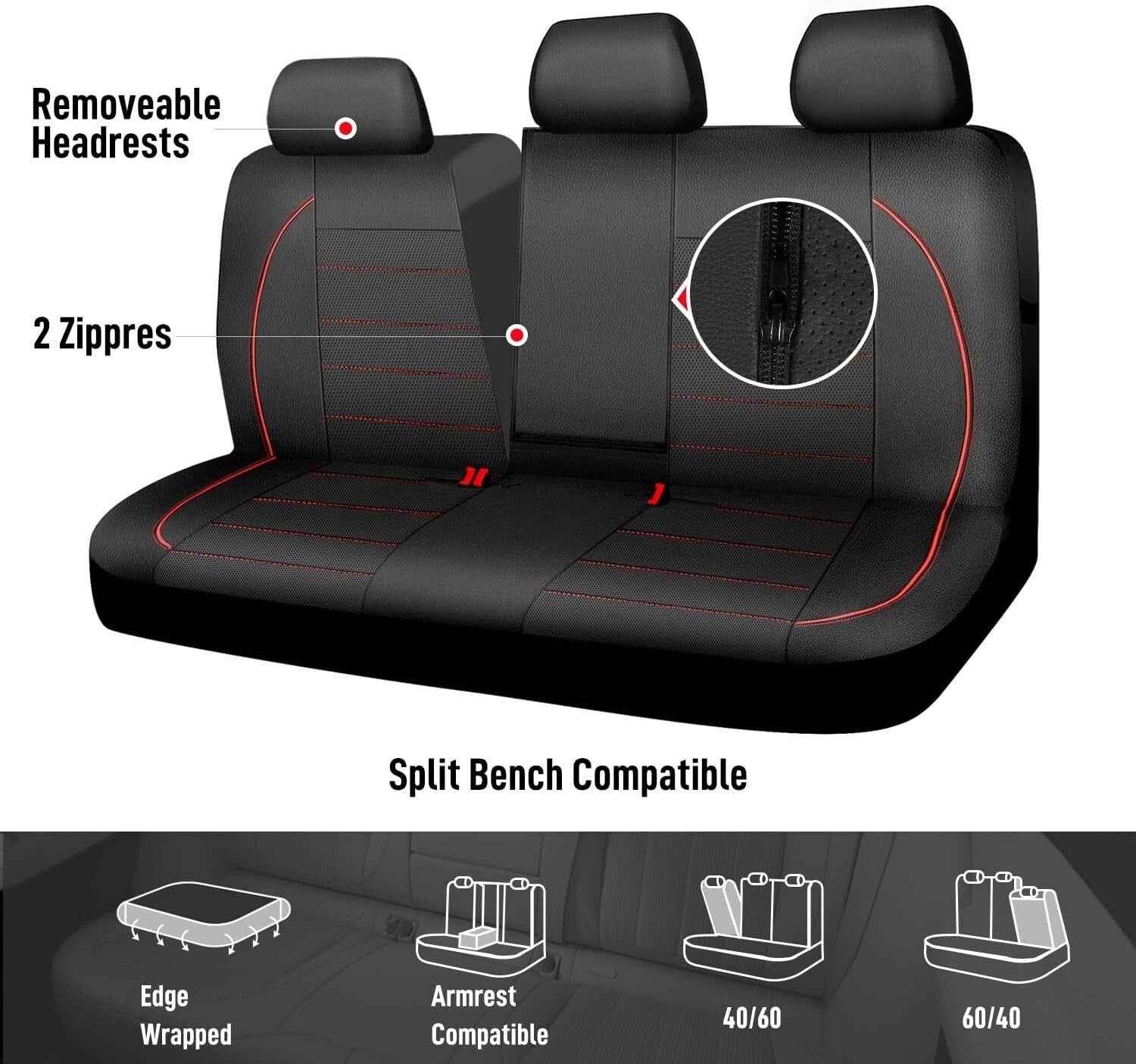 Stylish Universal Waterproof Bench Seat Cover - Faux Leather for Cars & Trucks