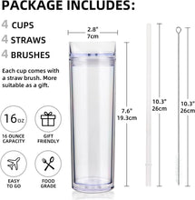 Load image into Gallery viewer, Bulk 10 Pack of Insulated 16oz Acrylic Tumblers with Straw &amp; Lid - Clear Design