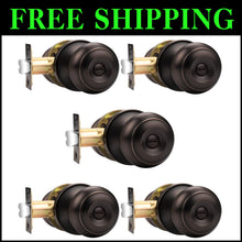 Load image into Gallery viewer, 5 Pack Oil Rubbed Bronze Privacy Door Knobs - Easy Installation &amp; Secure Lock