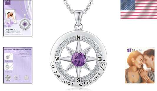 Sentimental Compass Necklace in S925 Silver: Perfect Anniversary Gift for Women